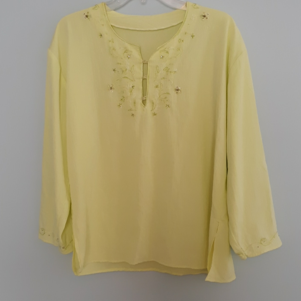 Crinkle cotton embellished top
